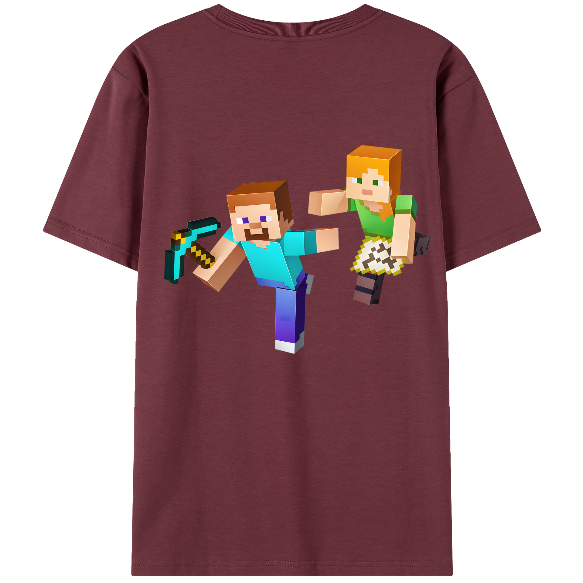 （画像用） マインクラフト ブロックの世界 Minecraft MC Block world 綿100％半袖Tシャツ（背面プリント）